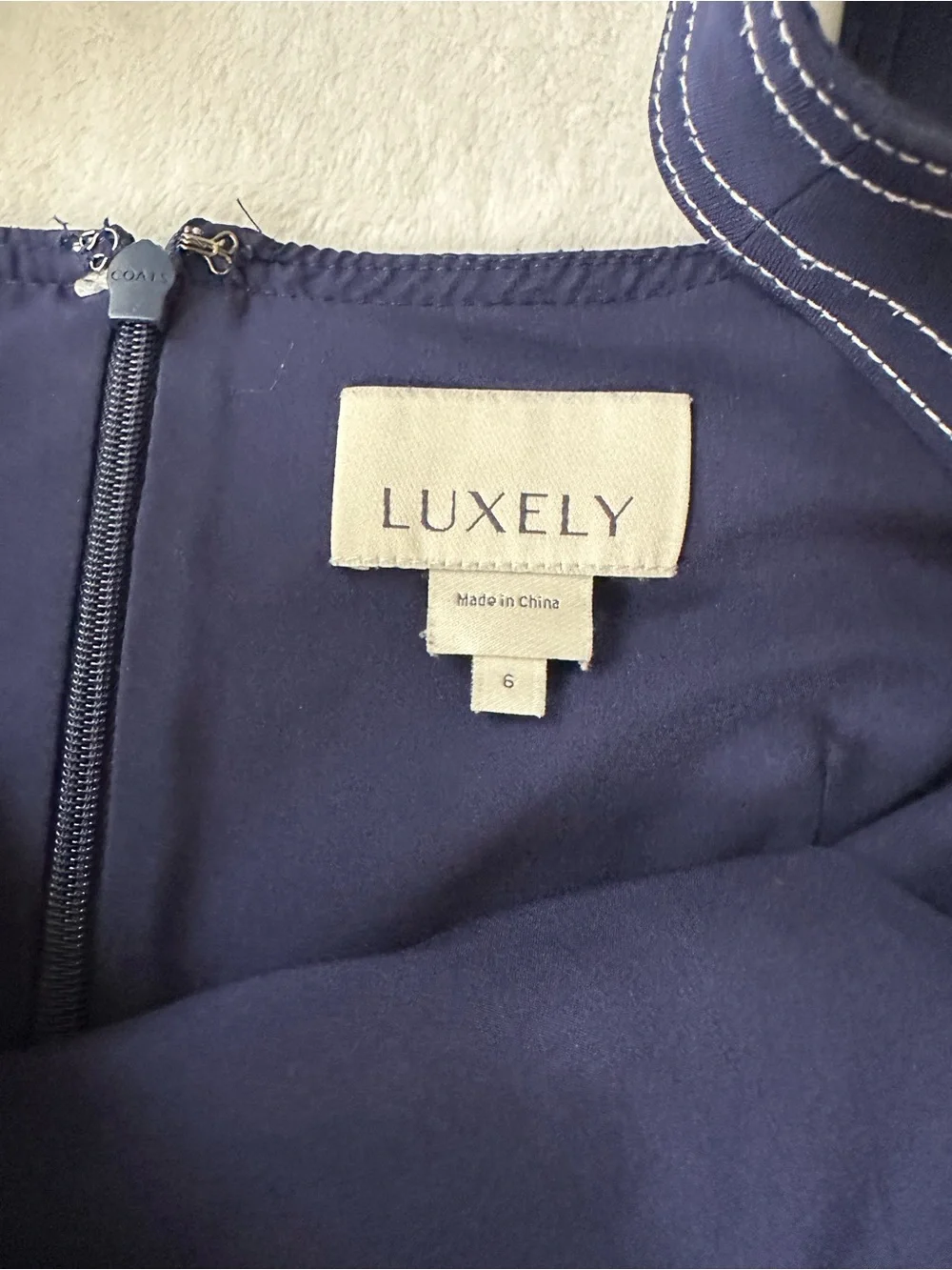 Luxely Denim Contrast Stitch Blue Midi Dress Size 6 - Picture 5 of 13
